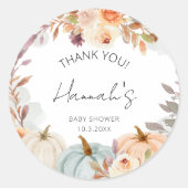 Kleine pompoen Baby shower Dank je wel Ronde Sticker (Voorkant)