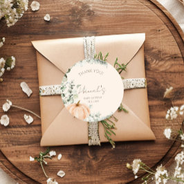 Kleine pompoen Baby shower Dank je wel Ronde Sticker