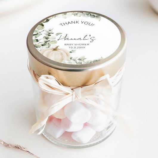 Kleine pompoen Baby shower Dank je wel Ronde Sticker