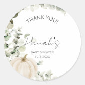 Kleine pompoen Baby shower Dank je wel Ronde Sticker (Voorkant)