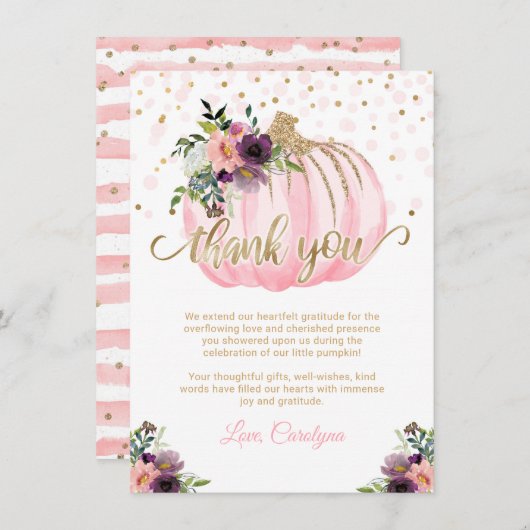 Kleine pompoen Baby shower dank u 4.5x6.25 (Voorkant / Achterkant)