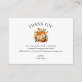 Kleine Pompoen Baby shower Gezellige Herfst Dank u Informatiekaartje (Voorkant)