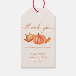 Kleine pompoen Baby shower Herfst Dank u Cadeaulabel