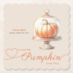 Kleine Pompoen Baby Shower – Herfst Elegantie Kartonnen Onderzetters