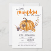 Kleine Pompoen Baby Shower Herfst Halloween Oranje Kaart (Voorkant)