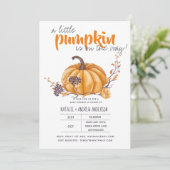 Kleine Pompoen Baby Shower Herfst Halloween Oranje Kaart (Staand voorkant)