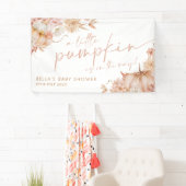 Kleine Pompoen Baby shower Herfst Roze Bloemen Ban Spandoek (Insitu)