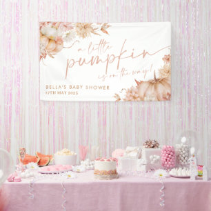 Kleine Pompoen Baby shower Herfst Roze Bloemen Ban Spandoek