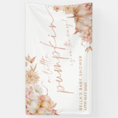 Kleine Pompoen Baby shower Herfst Roze Bloemen Ban Spandoek (Verticaal)
