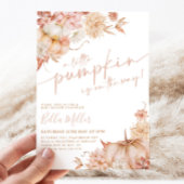 Kleine pompoen Baby shower Herfst roze bloemig Kaart