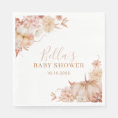 Kleine pompoen Baby shower Herfst roze bloemig Servet (Voorkant)