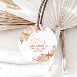 Kleine pompoen Baby shower Herfst roze bloemige gu Bedankjes Labels