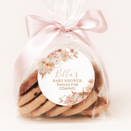 Kleine pompoen Baby shower Herfst roze bloemige gu Ronde Sticker