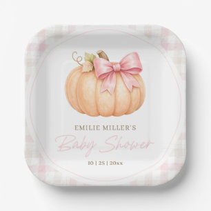 Kleine Pompoen Baby Shower Herfst Roze Pompoen Str Papieren Bordje