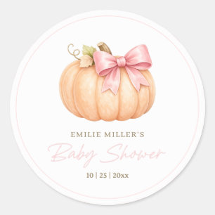 Kleine Pompoen Baby Shower Herfst Roze Pompoen Str Ronde Sticker
