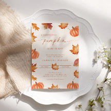 Kleine Pompoen Baby Shower Herfst Verbrand Oranje