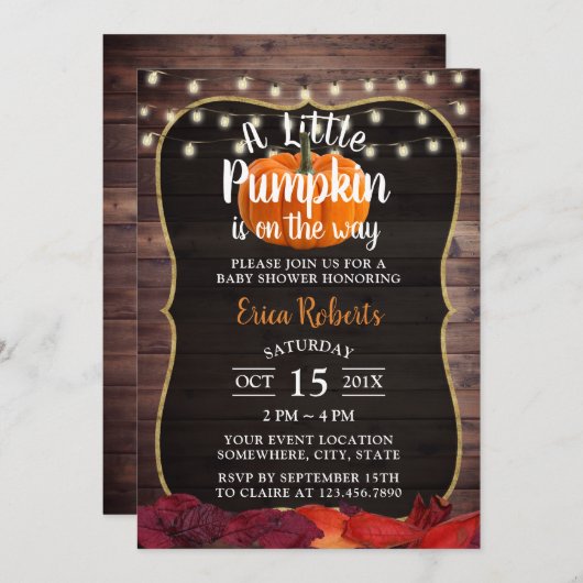 Kleine pompoen - Baby shower in de herfst Kaart (Voorkant / Achterkant)