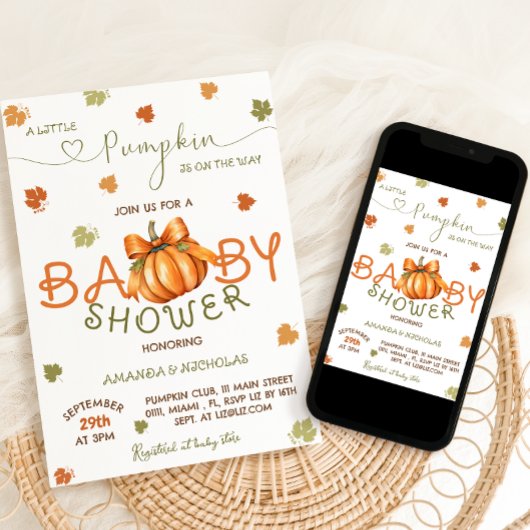Kleine Pompoen Baby Shower Kaart