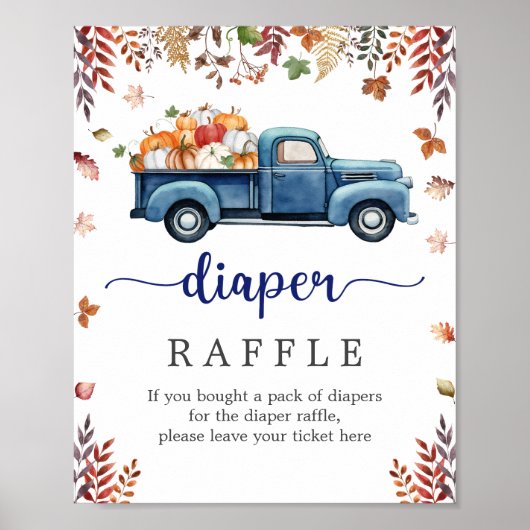 Kleine Pompoen Baby shower Luier Raffle Teken Poster (Voorkant)
