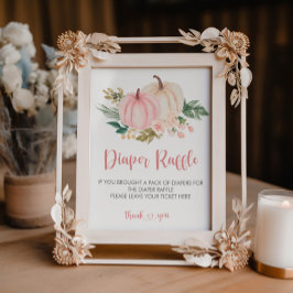 Kleine Pompoen Baby shower Luier Raffle Teken Poster