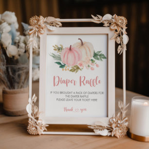 Kleine Pompoen Baby shower Luier Raffle Teken Poster