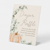 Kleine Pompoen Baby shower Luier Raffle Teken Reclamebord Met Voetstuk (Voorkant)