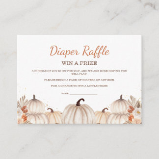 Kleine Pompoen Baby Shower Luier Raffle Ticket Informatiekaartje