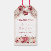 Kleine Pompoen Baby shower Marsala labels Cadeaulabel (Voorkant)