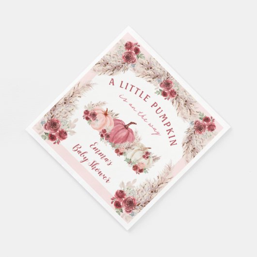 Kleine pompoen Baby shower Marsala roze servetten (Hoek)