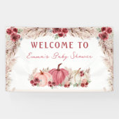 Kleine Pompoen Baby shower Marsala Welkom Banner (Horizontaal)