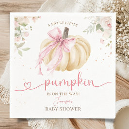 Kleine Pompoen Baby Shower Meisje Roze Strik Papie Servet