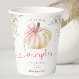 Kleine Pompoen Baby Shower Meisje Roze Strik Papieren Bekers