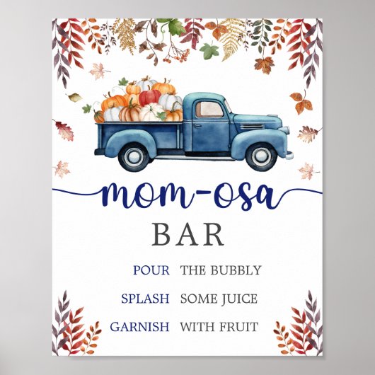 Kleine Pompoen Baby shower Moeder Osa Bar Teken Poster (Voorkant)