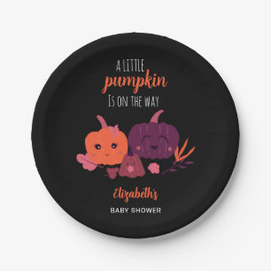 Kleine Pompoen Baby Shower Mooie Herfst Halloween Papieren Bordje