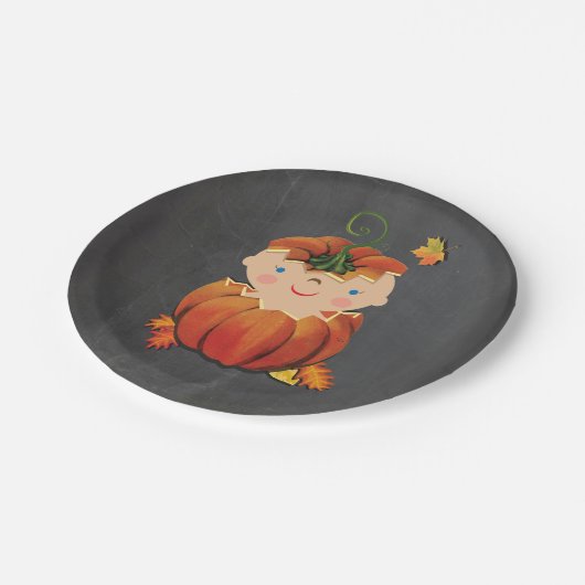 Kleine Pompoen Baby shower Papier Borden Papieren Bordje (Gekanteld)