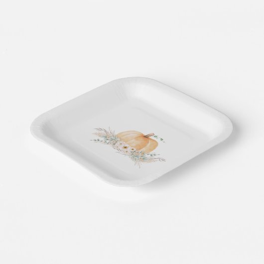 Kleine Pompoen Baby shower Papier Borden Papieren Bordje (Gebogen)