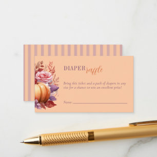 Kleine Pompoen Baby shower Perzik Luier Raffle Informatiekaartje