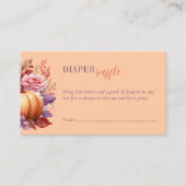 Kleine Pompoen Baby shower Perzik Luier Raffle Informatiekaartje (Voorkant)