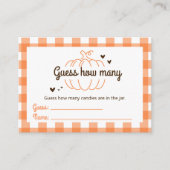 Kleine pompoen  Baby shower Raad eens hoeveel Informatiekaartje (Voorkant)