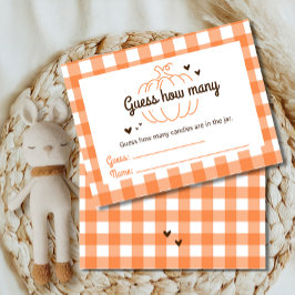 Kleine pompoen Baby shower Raad eens hoeveel Informatiekaartje