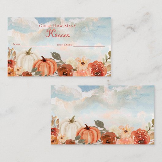 Kleine pompoen Baby shower raden hoeveel kussen E Informatiekaartje (Voorkant / Achterkant)