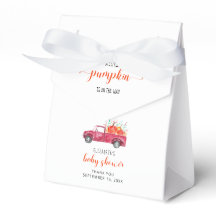 Kleine pompoen Baby shower Red Truck in herfst.