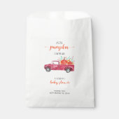 Kleine pompoen Baby shower Red Truck in herfst. Bedankzakje