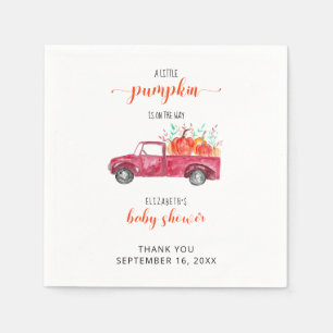 Kleine pompoen Baby shower Red Truck in herfst. Servet