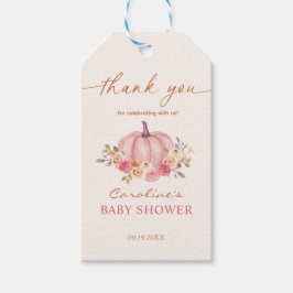 Kleine pompoen Baby shower roze meisje Cadeaulabel