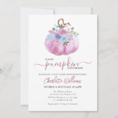 Kleine pompoen Baby shower roze meisje Kaart (Voorkant)