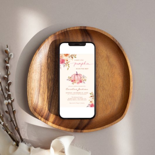 Kleine pompoen Baby shower roze meisje Kaart