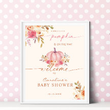 Kleine pompoen Baby shower roze meisje welkom