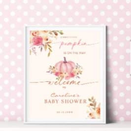 Kleine pompoen Baby shower roze meisje welkom Poster