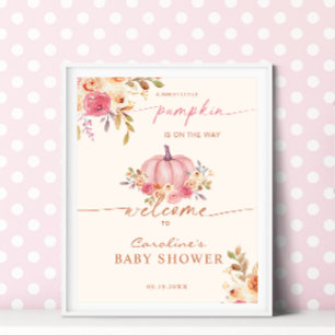 Kleine pompoen Baby shower roze meisje welkom Poster